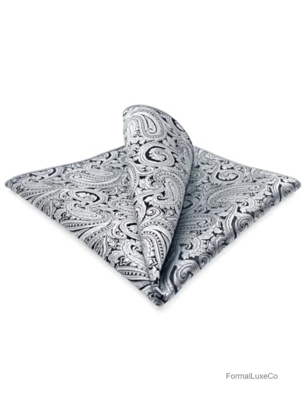 Men's Paisley Pocket Square Silk Blend Jacquard Woven Accessory